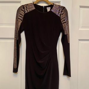 Formal Black Dress w/ Gold Jeweled Sleeve